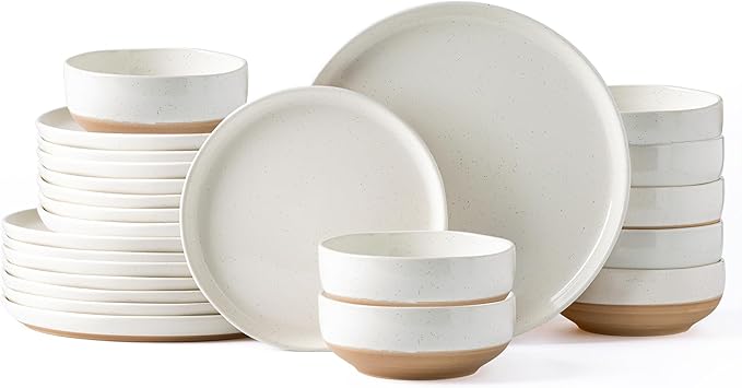 AmorArc Dinnerware Sets for 8, 24 Pieces Ceramic Plates and Bowls Set