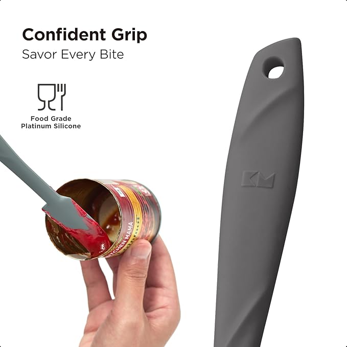 Kitchen Mama WaltzGrip Platinum Silicone Jar & Can Spatula Set, Metal Gray