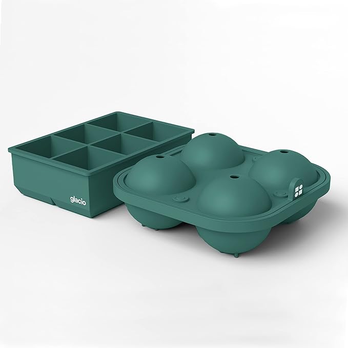 Ball Ice Cube Tray and Big Cube Molds for Whiskey, Slow Melting Set