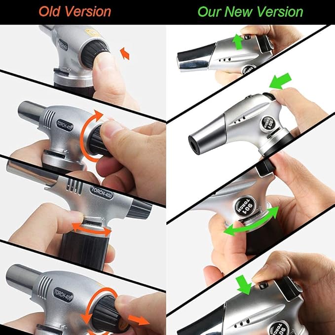 Kitchen Butane Torch, Safety Lock Adjustable Flame for Baking BBQ
