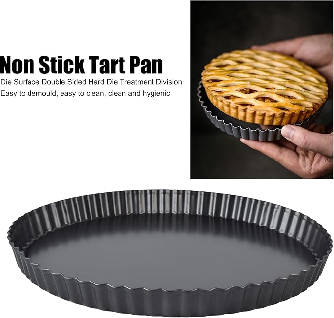 Moofey Tart Pan with Removable Bottom, Non Stick Quiche Baking Dish, Large Fluted Quiche Pan for Baking, 13 Inch