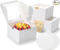 EQOREIIN 4Pack 8 inch Small Cake Boxes with Cake Board and Stickers