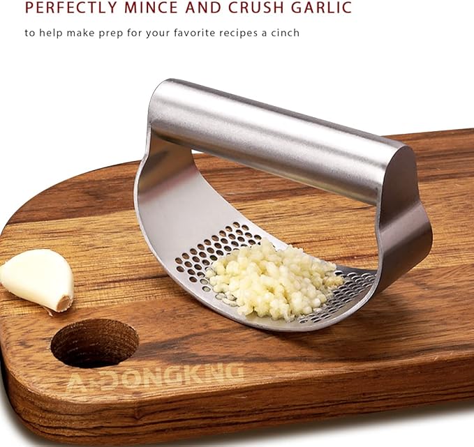 AmDONGKING Stainless Steel Garlic Press Rocker, with Bottle Opener