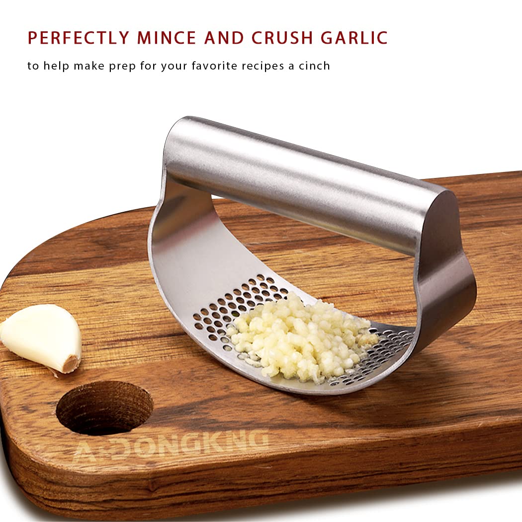 AmDONGKING Stainless Steel Garlic Press Rocker, with Bottle Opener