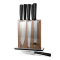 Schmidt Brothers - Carbon 6, 7-Piece Kitchen Knife Set, High-Carbon Stainless Steel Cutlery with Midtown Acacia and Acrylic Magnetic Knife Block
