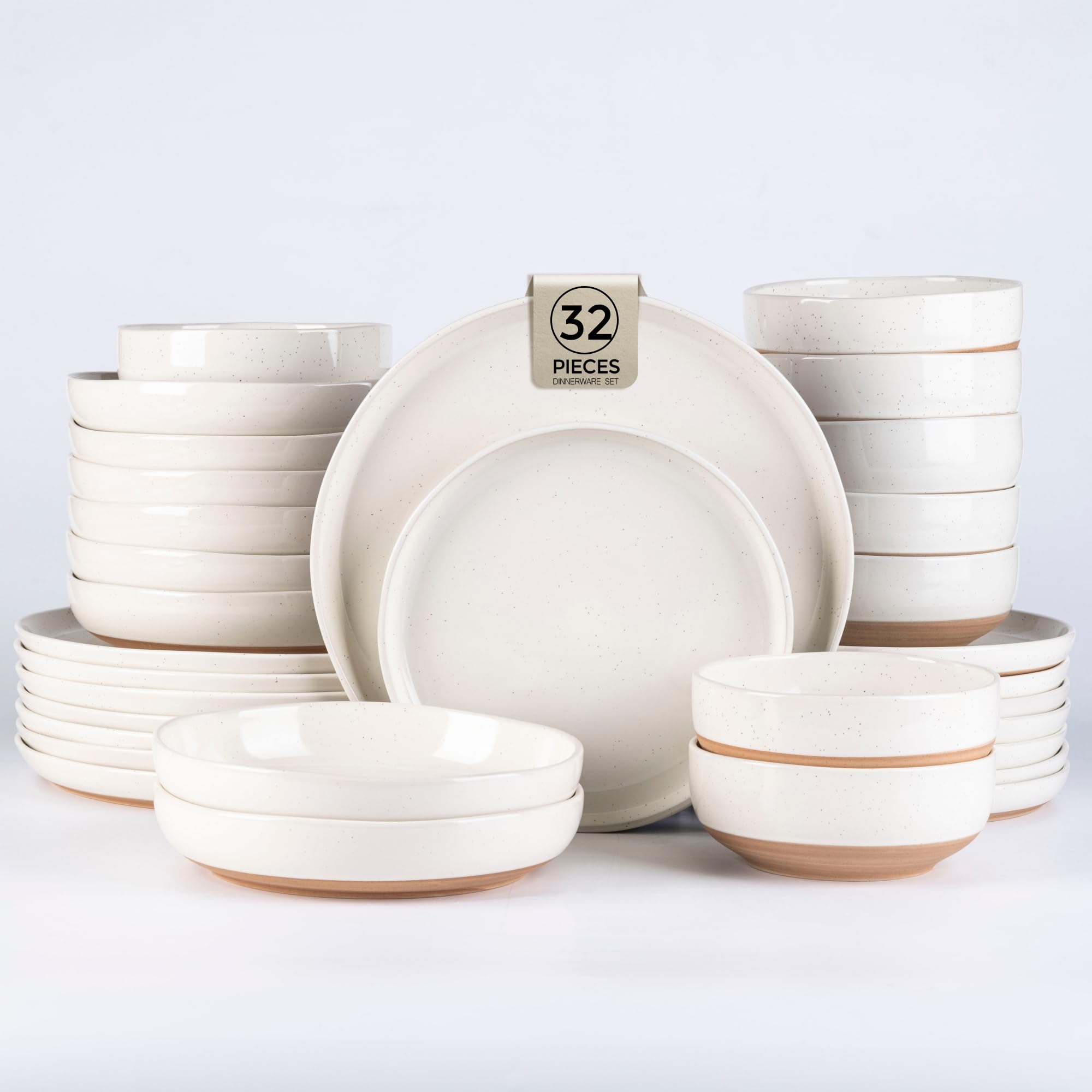 AmorArc Dinnerware Sets for 8, 32 Pieces Ceramic Plates and Bowls Set