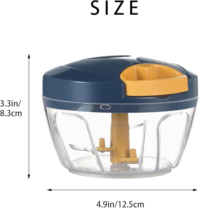 Ourokhome Manual Food Processor Vegetable Chopper, Portable Hand Pull String Garlic Mincer Onion Cutter for Veggies, Ginger, Fruits, Nuts, Herbs, etc., 500ml, Deep Blue