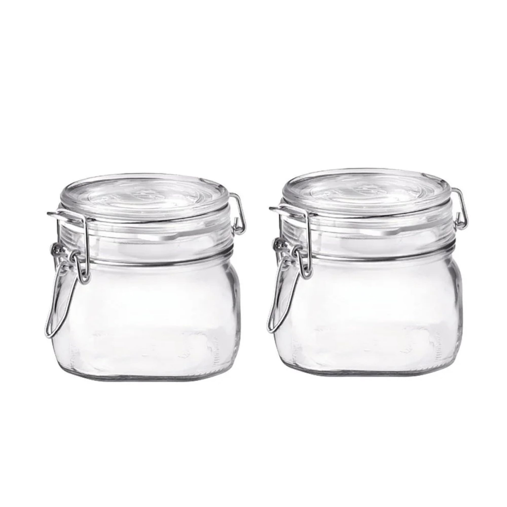Bormioli Rocco Fido Glass Jars - 17.5 oz Airtight Containers with Clamp Lids & Rubber Seals, BPA-Free Italian Jars for Meal Prep, Overnight Oats, Salads, Smoothies & Healthy Pantry Storage (Set of 2)