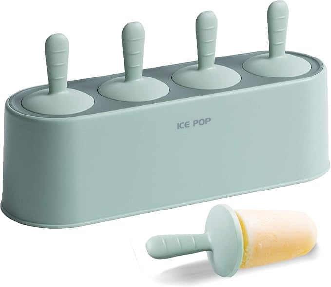 WYOK Popsicle Molds 4-Cavity Silicone Ice Pop Mold (Green, IcyClassic Pops)