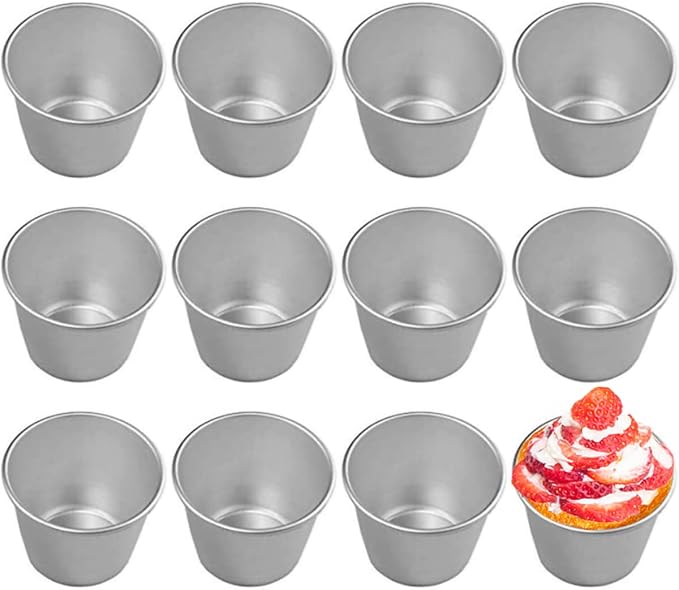 Aluminum Popover Pan Individual Pudding Cups Flan Molds 3.15 inch Height