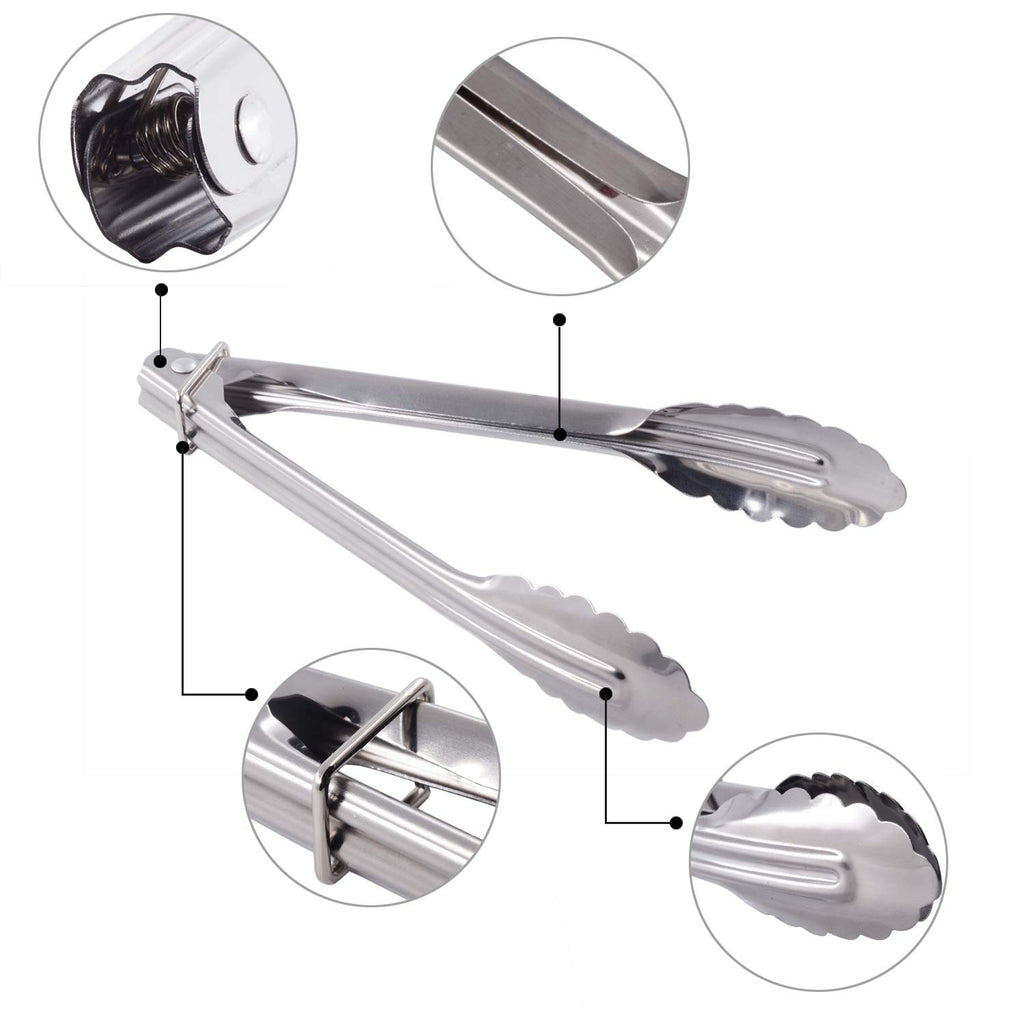 HINMAY Mini Stainless Steel Serving Tongs Small Tongs Set (7-Inch 3 Pieces)