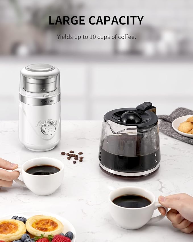 SHARDOR Electric Super Silent Blade Coffee Grinder, Timed Grind Control Rotary Knob, Adjustable Coarse to Fine for Coffee Beans, Spices & Herbs, with 2 Removable Stainless Steel Bowl, Brown