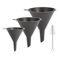 Plastic Kitchen Funnel Set of 3 with Clean Brush, BPA Free Round Food Funnels for Kitchen Use, Multifunctional Funnels for Filling Canning&Bottles, Suitable for Cooking, Lab and Automotive Use