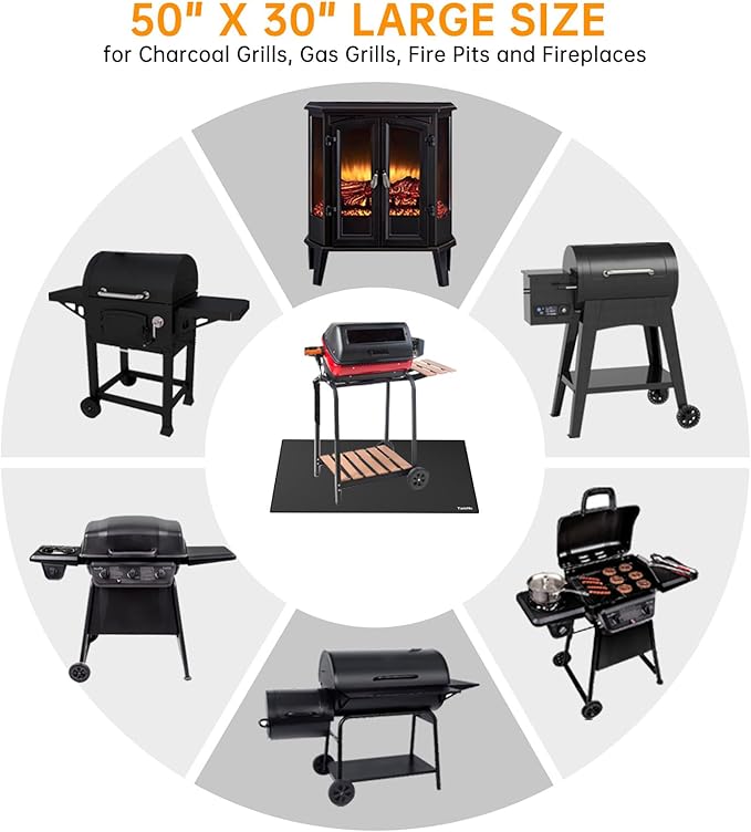 Tamfile 50x30 Inch Grill Mats for Blackstone, Double-Sided Fire Pit Mat
