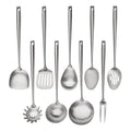 18/10 Stainless Steel Cooking Utensils Set,9 Pcs Professional All Metal Stainless Steel Kitchen Utensils Set with Wok Spatula,Soup Ladle,Skimmer,Slotted Spatula Turner, Large Spoon(Dishwasher Safe)
