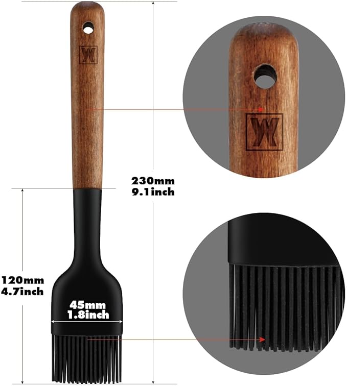 WAGENSTEIGER Silicone Cooking Brush with Wooden Handle: Pastry Brush, For Glazing Pastries and Basting Meats, Heat Resistant Cookware, Gentle Head & Bristle Design, BPA Free, Non-slip Grip