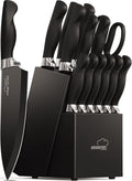 Amorston Knife Set 15 Piece Kitchen Knife Set with Block