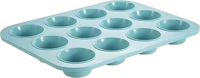 SoKalChw Thickened Silicone Cake Pan and Moldes Para Gelatinas, Heavy Duty Cake Mold for Baking, BPA Free, Mint Green (Pudding Jelly 12-Cups / 1Pcs)