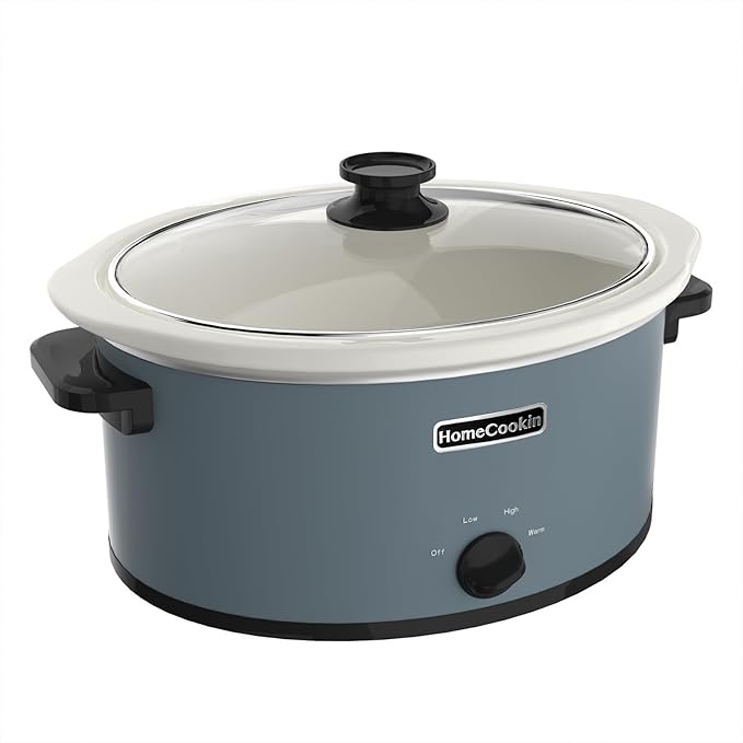 HOMECOOKIN 8-Quart Programmable Slow Cooker with Timer Keep Warm - Small Kitchen Appliance for Family Dinners - Serves 6+ People (Red Shell + White Ceramic Liner)