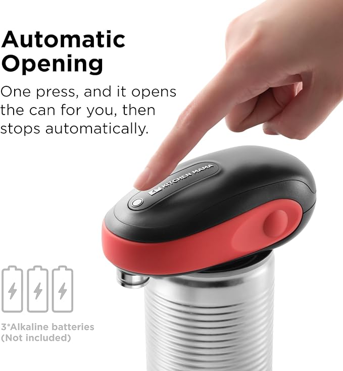 Kitchen Mama One-To-Go Electric Can Opener, Red