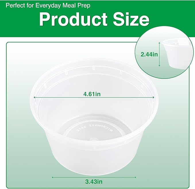 tropipak Deli Food Containers, Leakproof Storage Containers, 12 oz, 50 Pack