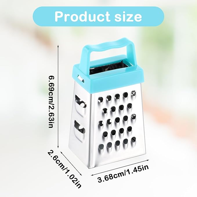 AOZUO 3Pcs Mini Grater, Small Cheese Grater Stainless Steel Box Grater with Handle Efficient Kitchen Gadget for Grating Garlic Nutmeg Chocolate Parmesan Dishwasher Safe,1.02x1.45in