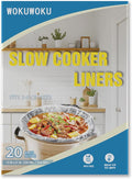 WOKUWOKU Slow Cooker Liners, 13“ x 21” 20 Cooking Bags, Large Disposable Pot Liners, Fits 3QT to 8QT Slow Cooker Cooking Plates, Multi-Purpose Durable Liner Plastic Bags, BPA Free (1 Pack)