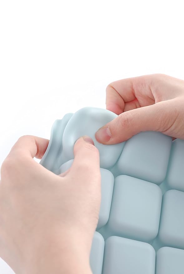 PETINUBE Baby Food Storage Silicone Cubes with Clip-On Lid Freezer Tray Baby Food Soups Purees Ice Easy and Safe Design Made in Korea (20, Ocean Blue)