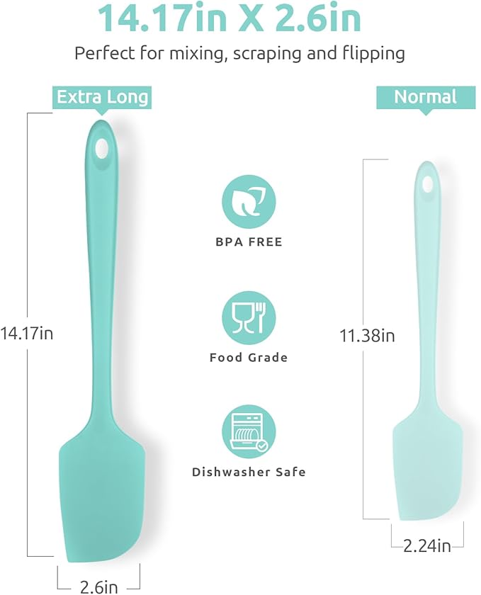 U-Taste 14in Extra Large Silicone Spatula, 600°F Heat Resistant, Aqua Sky
