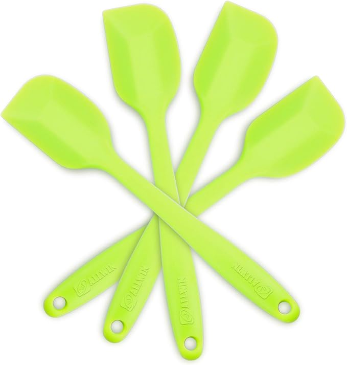 4-Piece Silicone Spatula Set with Stainless Steel Core, Green