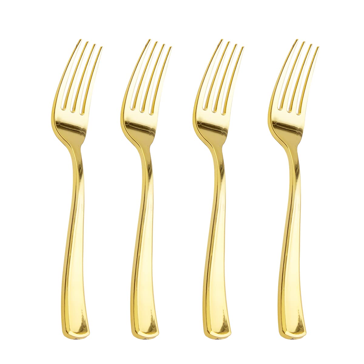 Liacere 200pcs Gold Plastic Forks - Heavyweight - 7.4 Inch Heavy Duty Forks - Gold Plastic Silverware Perfect For Parties & Weddings & Restaurants & New Year And Daily Using＆Thanksgiving＆Fall Party