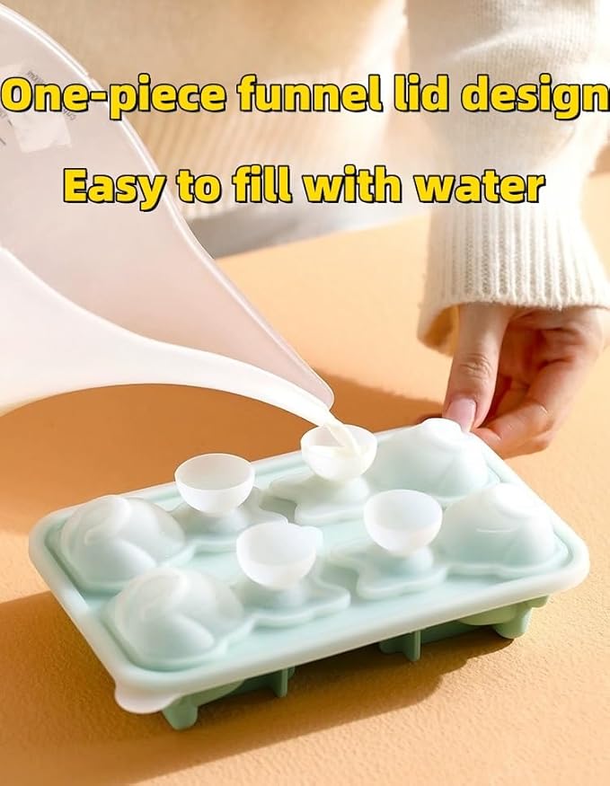 UIVXXUD Cute 3D Cat Ice Mold, Kitty Ice Cube Tray Popsicle Molds (Grey)