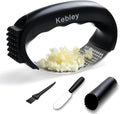 Kebley Garlic Press Rocker Stainless Steel Garlic Crusher, Mincer and Chopper with Peeler and Scraper,brush, Easy Kitchen Gadget for Effortless Smashing