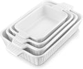 MALACASA Casserole Dishes for Oven, Ceramic Baking Dishes Set of 4, White