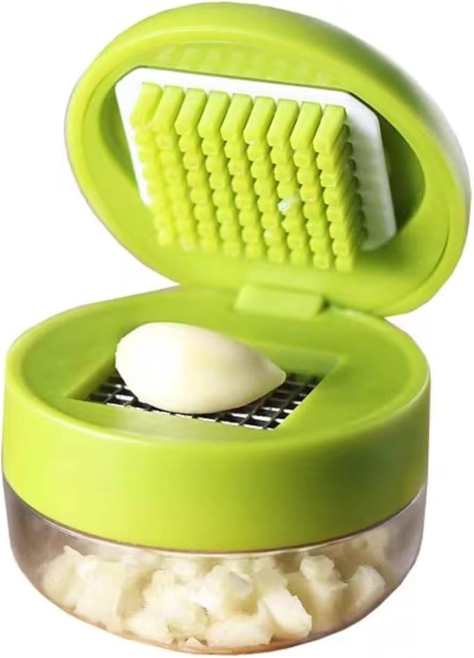 HXLIANG Garlic Press Dicer Wheel, Plastic Garlic Masher, Simple Household Manual Kitchen Tool with Garlic Press Box (rotundity)