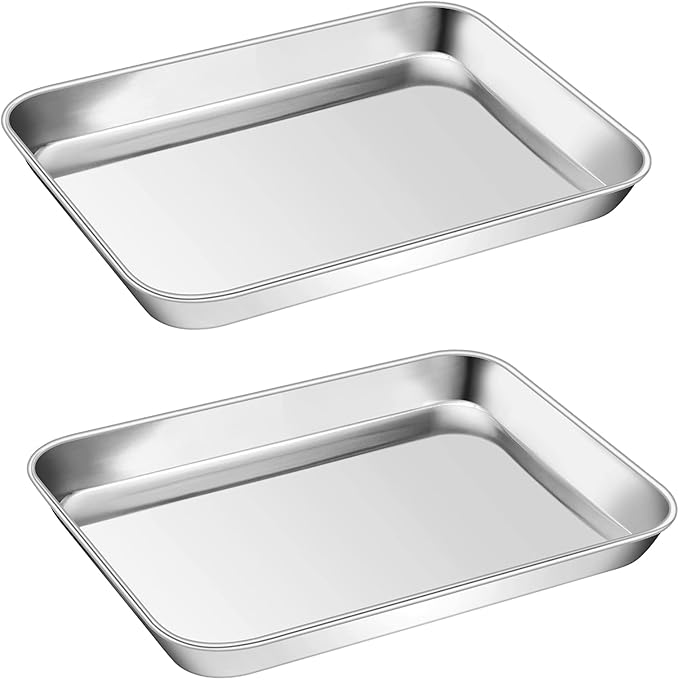 P&P CHEF Baking Sheet Pan, Stainless Steel Cookie Sheet, 9 Inch & 2 Pcs
