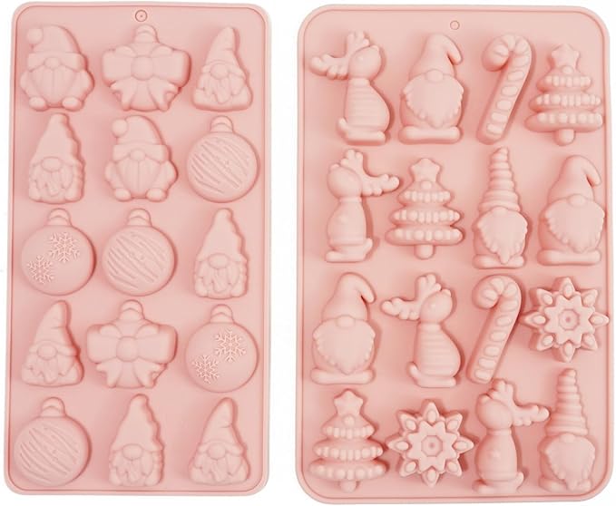 2 Pack Chocolate Molds, Cute Characters Silicone Molds, Chocolate Cake Molds, for Making Chocolate, Candy, Gummy, Jello, Ice, Wax Melts, for Party, A Spooky - Themed Gift, Baking (Christmas Themed)