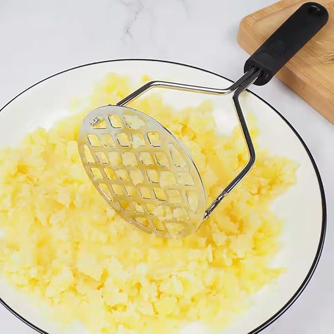 Cawein Potato masher with non-slip handle, stainless steel masher masher kitchen tool for potatoes, sweet potatoes, beans, vegetables, fruits, baby food, avocados and more