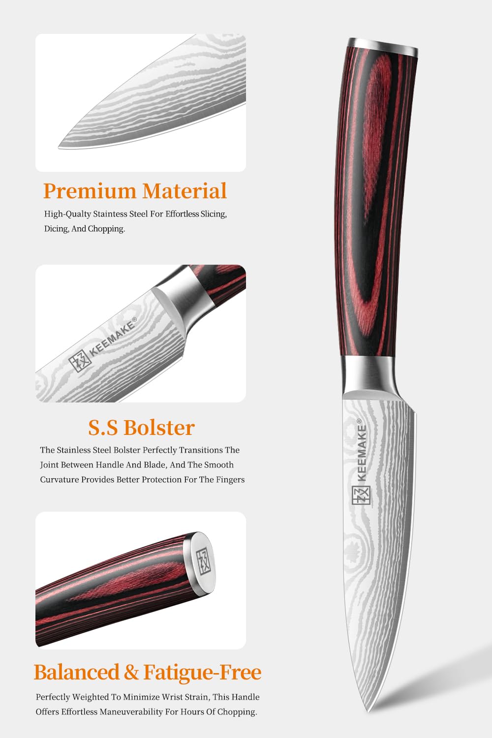 KEEMAKE 3.5 Inch Paring Knife, Ultra Sharp Fruit Knife