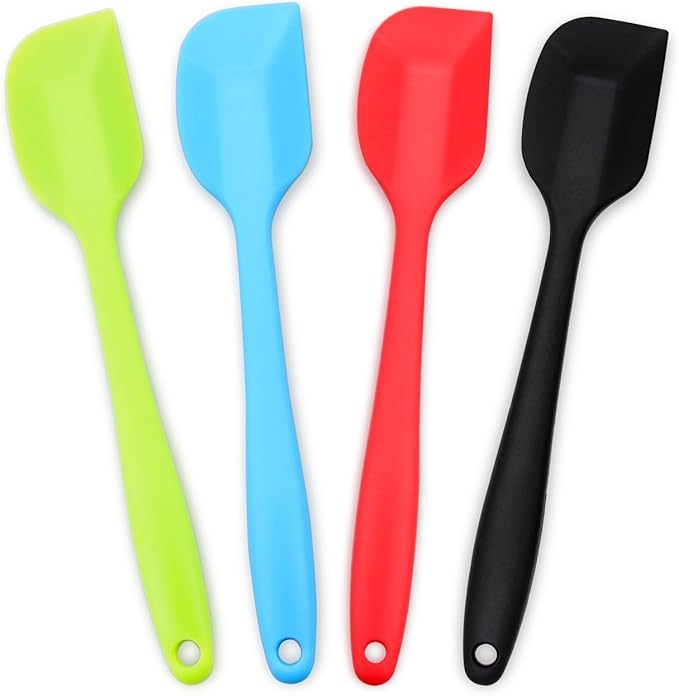 4-Piece Silicone Spatula Set with Stainless Steel Core, Small, Multicolor