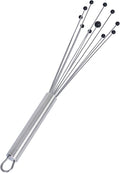 Restaurantware-German Standard 10.6 Inch Ball Whisks, 6 Kitchen Whisks With Silicone Balls - Ergonomic Handle, Dishwashable, Stainless Steel Manual Egg Beater, Durable, For Whisking, Stirring, Mixing
