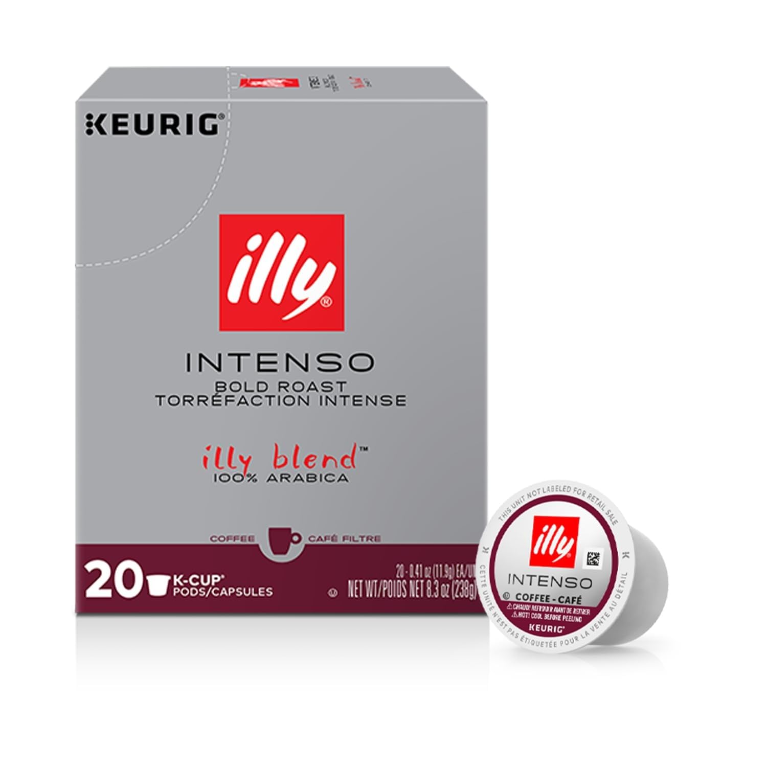 illy Coffee K Cup Pods, Intenso Dark Roast, 20 Count, 1 Pack