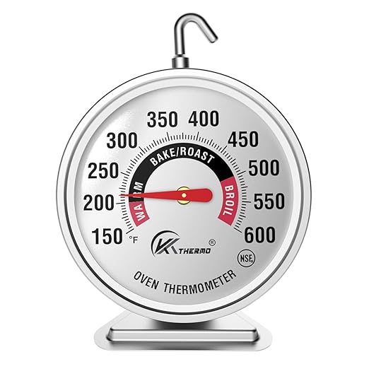 KT THERMO Oven Thermometer150-600°F, Oven Grill Fry Chef Smoker Analog Thermometer Instant Read Stainless Steel Kitchen Cooking Thermometer (1)