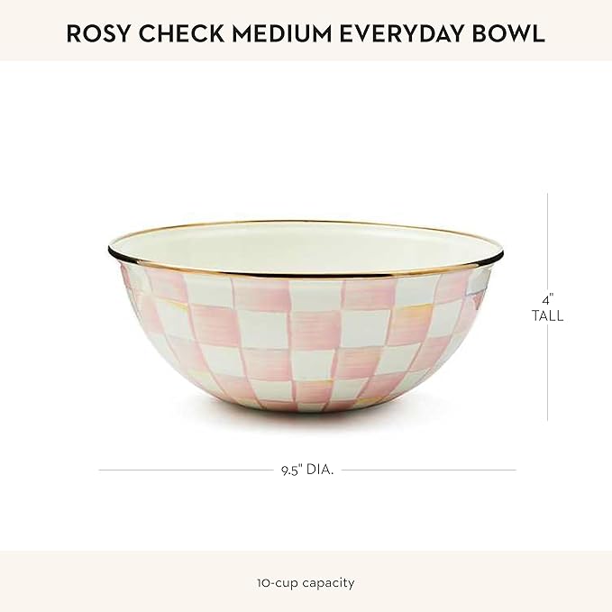 MACKENZIE-CHILDS Everyday Bowl, Medium, Pink-and-White Rosy Check