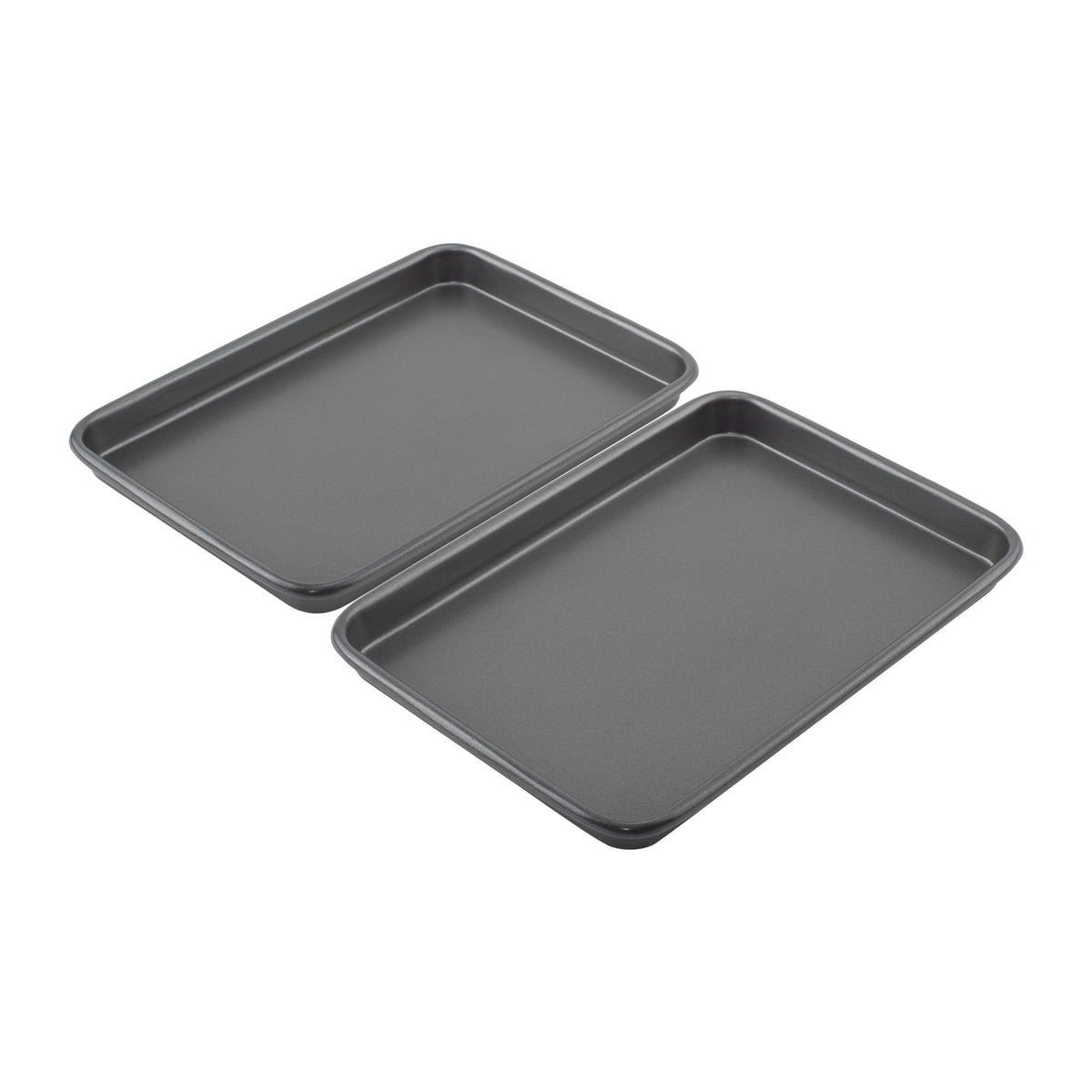 GoodCook Set of 2 Nonstick Steel 9" x 6" Toaster Oven Mini Baking Sheets with Racks, Gray