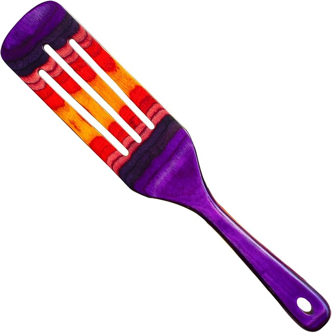 Baltique Waikiki 13 Inch Wooden Slotted Spurtle Spatula – Colorful Layered Birch Cooking Utensil for Stirring, Mixing & Serving