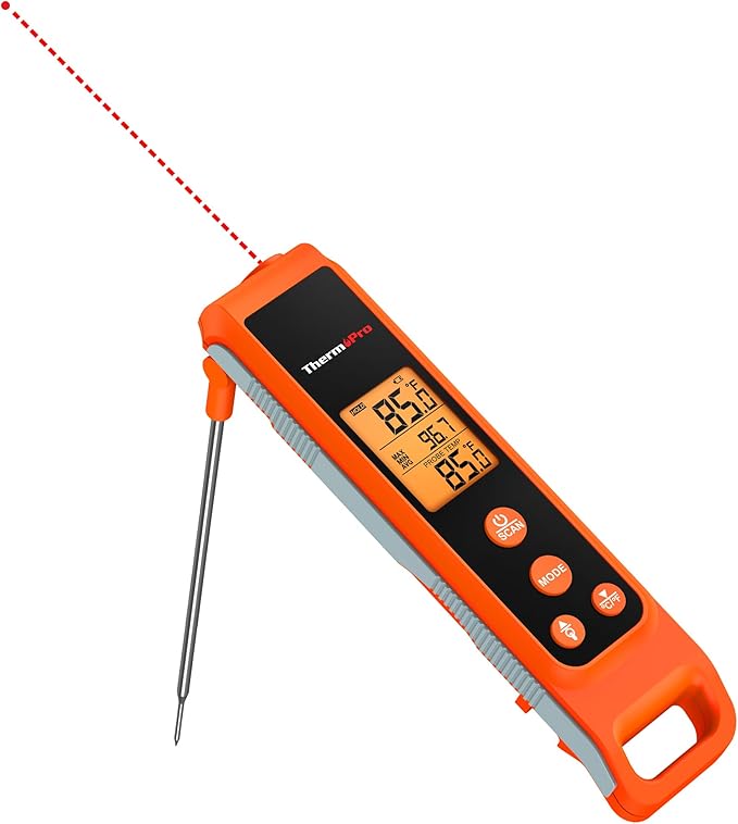 TempPro TempScan 2-in-1 Infrared Thermometer Gun with Meat Probe