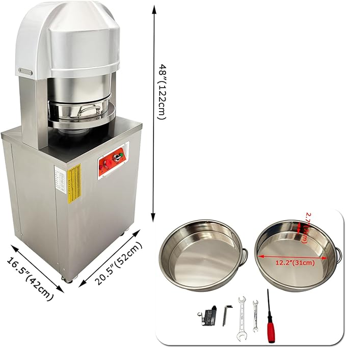 HQHAOTWU Electric Automatic Dough Divider 36pcs, Commercial Dough Dividing Cutting Machine, Stainless Steel Dough Cutter for Bakery, Pizzeria, 110V