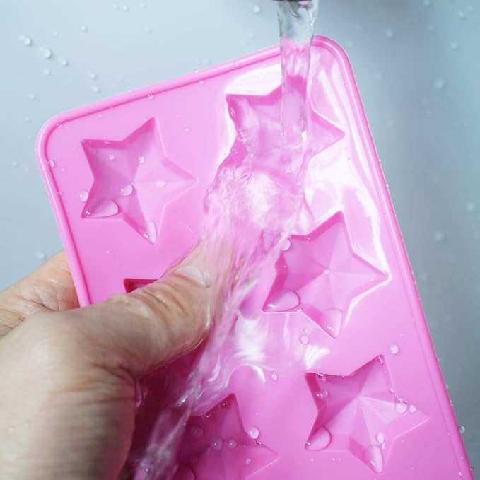 Murong Star Chocolate Mold,Reusable Five Pointed Star Silicone Mold for Making Chocolates,Ice Cubes,Jellies and Candies(Pink)