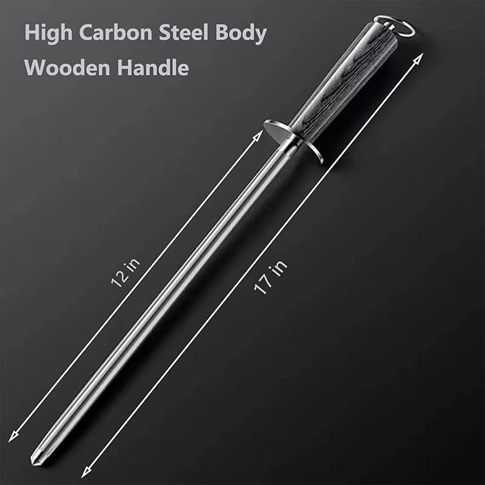Laoxiongtou 12-Inch Professional Knife Sharpener Rod, Honing Rod For Knives